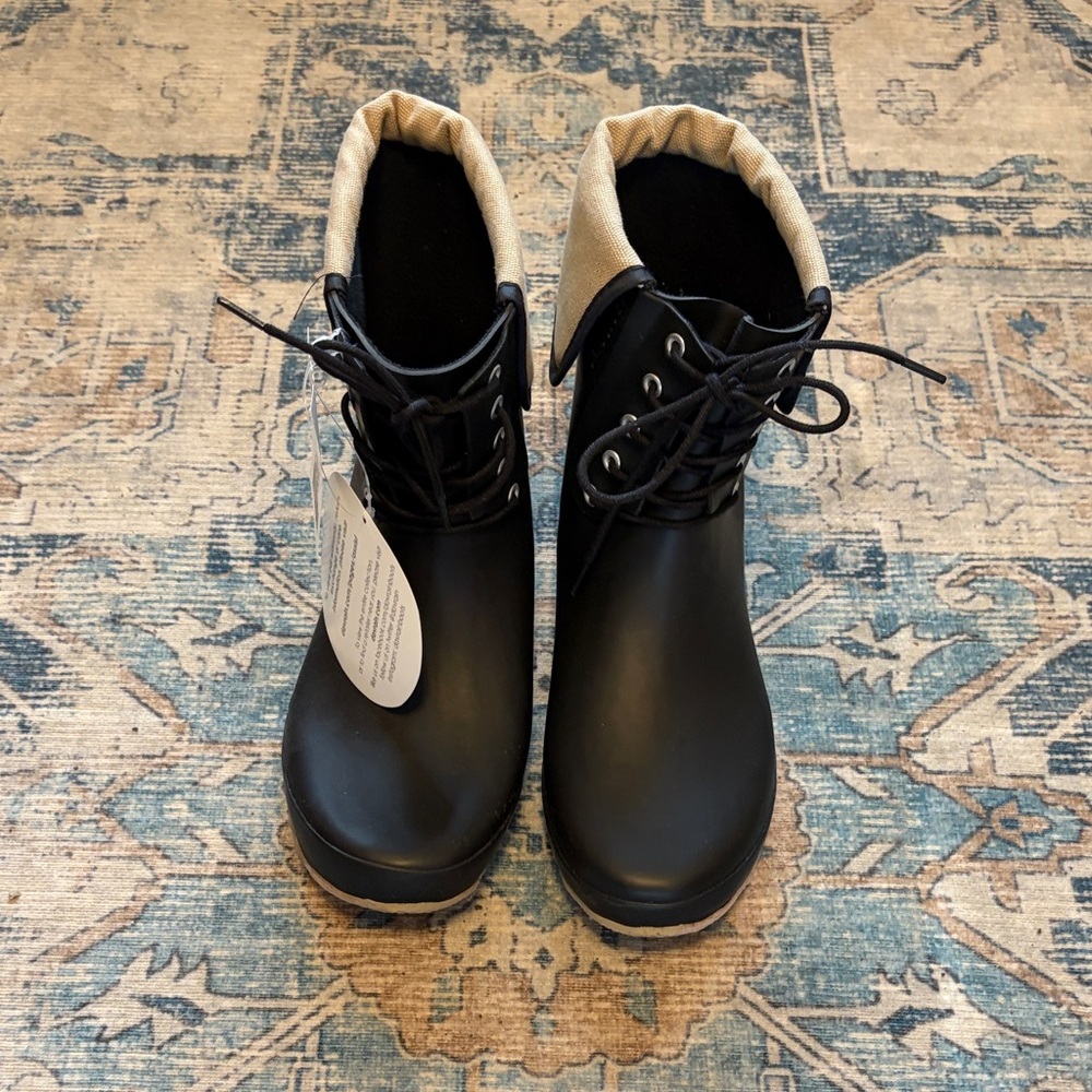 Black and Tan Rain Boots by dav